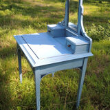 Former hairdresser - blue painted wood toilet table