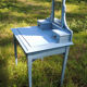 Former hairdresser - blue painted wood toilet table
