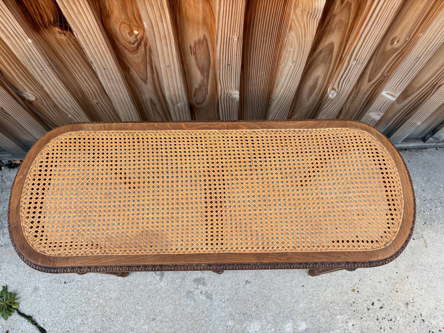 Louis XVI style piano bench in carved wood and caning