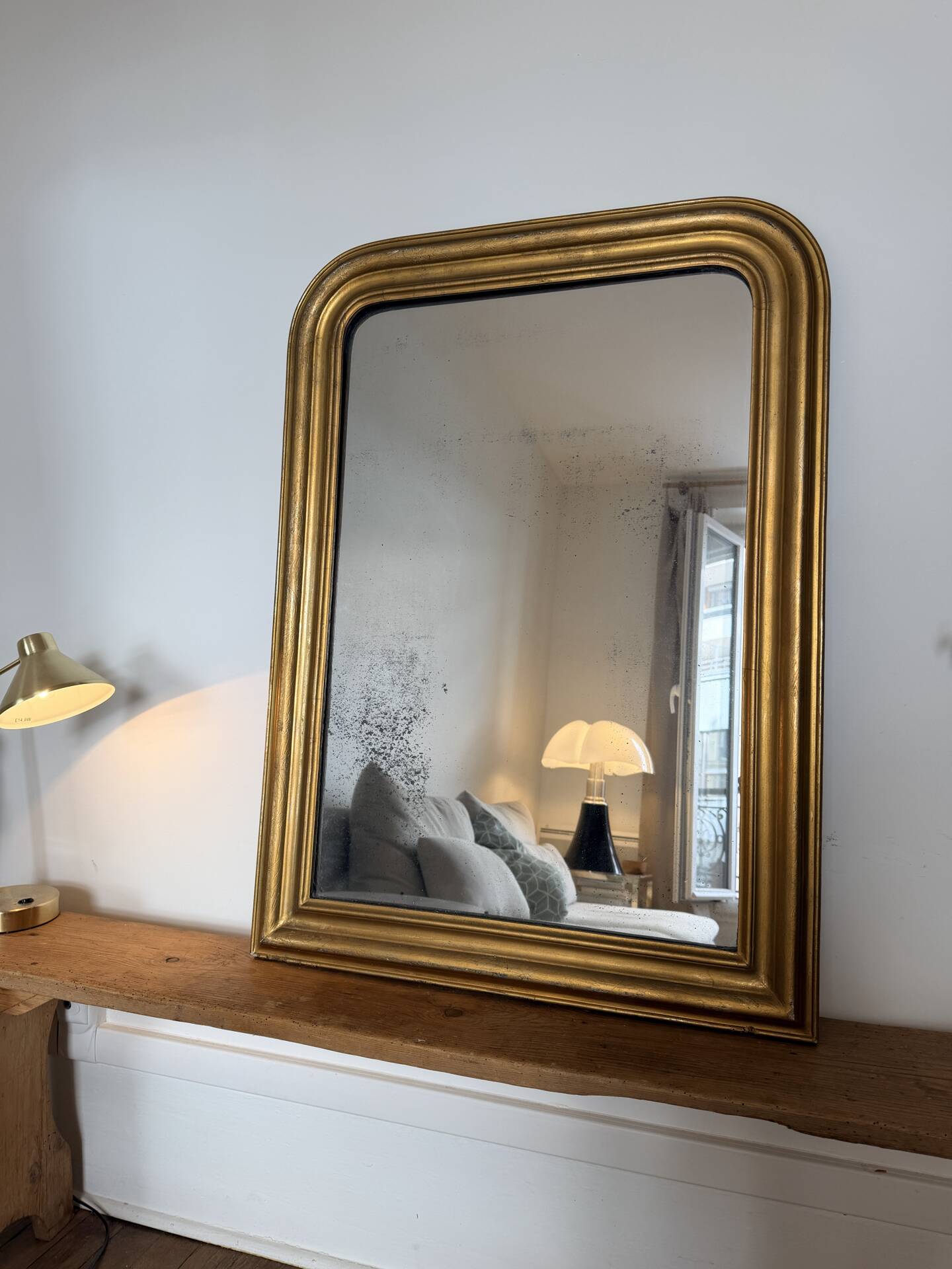 Louis-Philippe gilded mirror with mercury glass 89x65cm