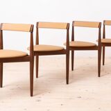 Ensemble de salle à manger en teck par Hans Olsen, 4 chaises, table ronde, style danois moderne, années 1950