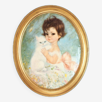 Portrait la jeune fille au chat helca