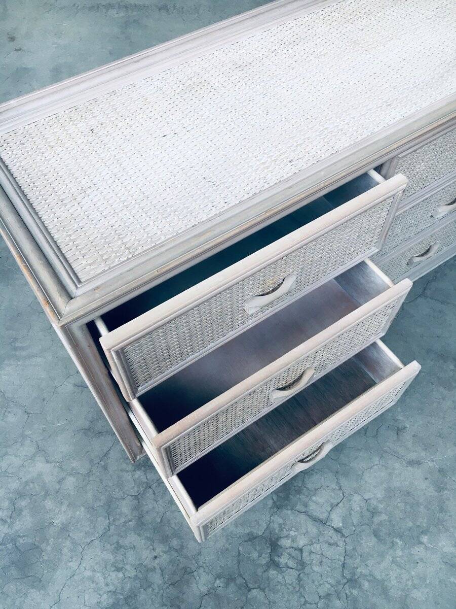 Washed Rattan Chest of Drawers, 1980s