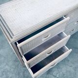 Washed Rattan Chest of Drawers, 1980s