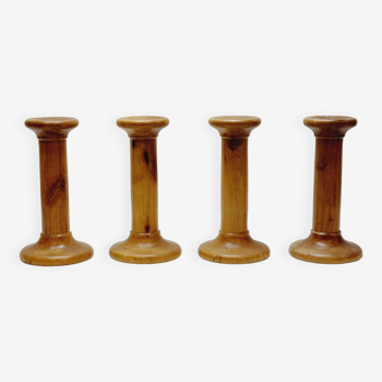 4 Scandinavian Wooden Candlesticks