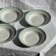 Set of 8 antique turquoise deep plates with a gold rim D22.5