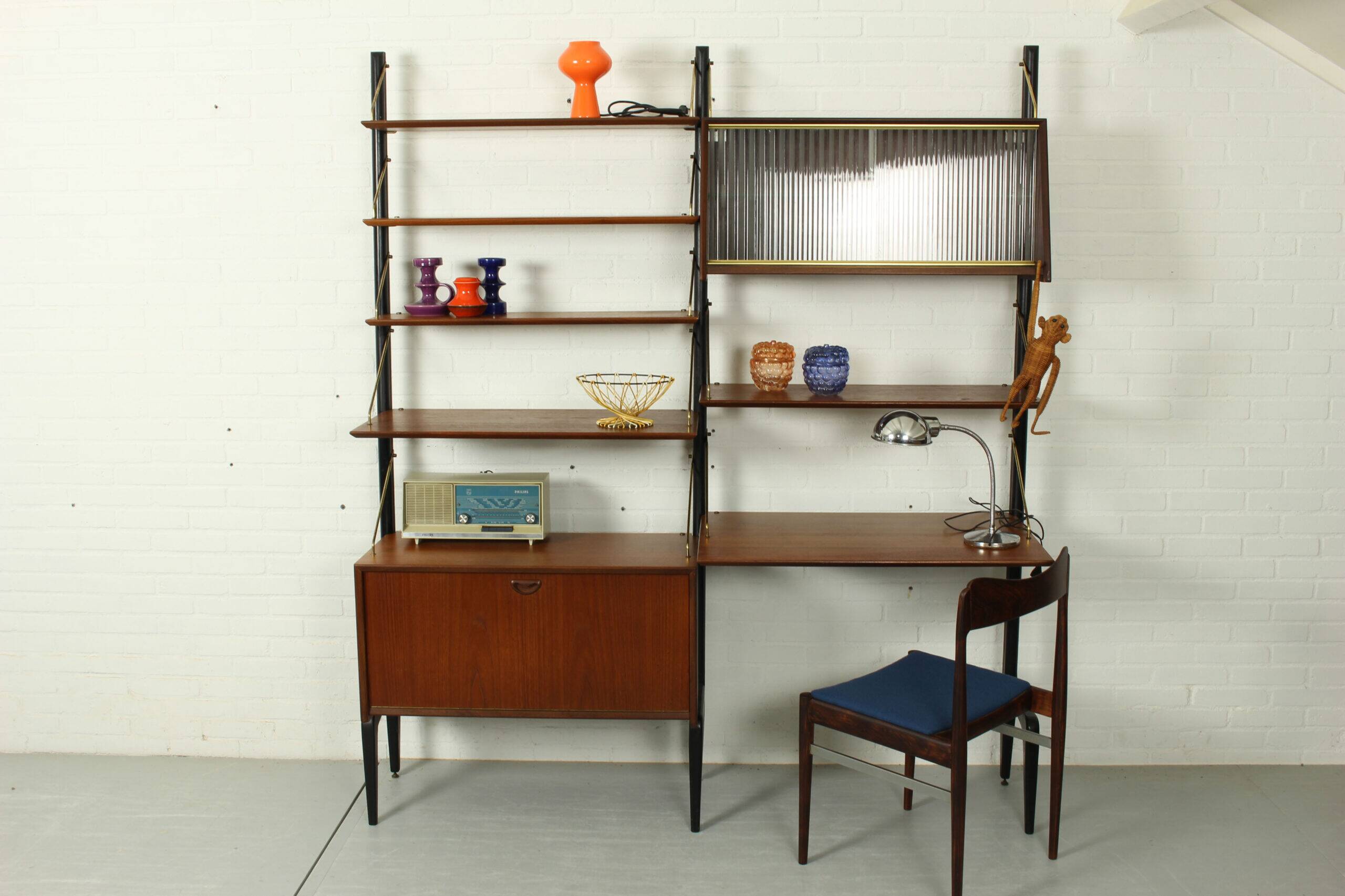 Teak modular wall system by Louis van Teeffelen for WéBé, 1950s