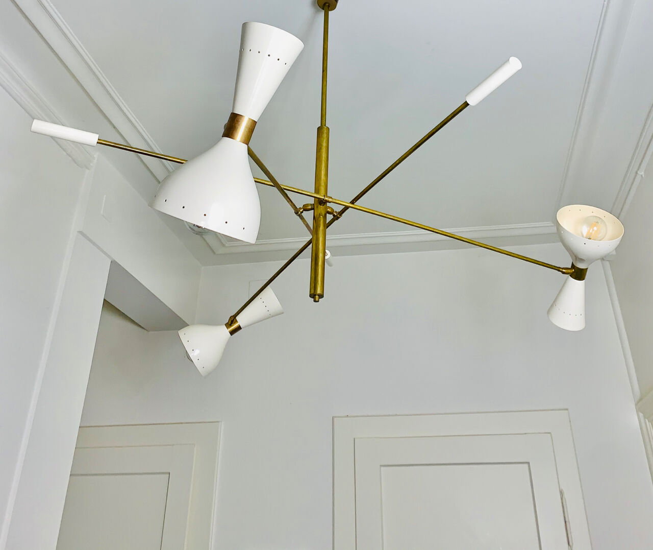Asymmetric Italian Brass Ceiling Lamp  Style, 1950s Mid-Century