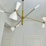 Asymmetric Italian Brass Ceiling Lamp  Style, 1950s Mid-Century