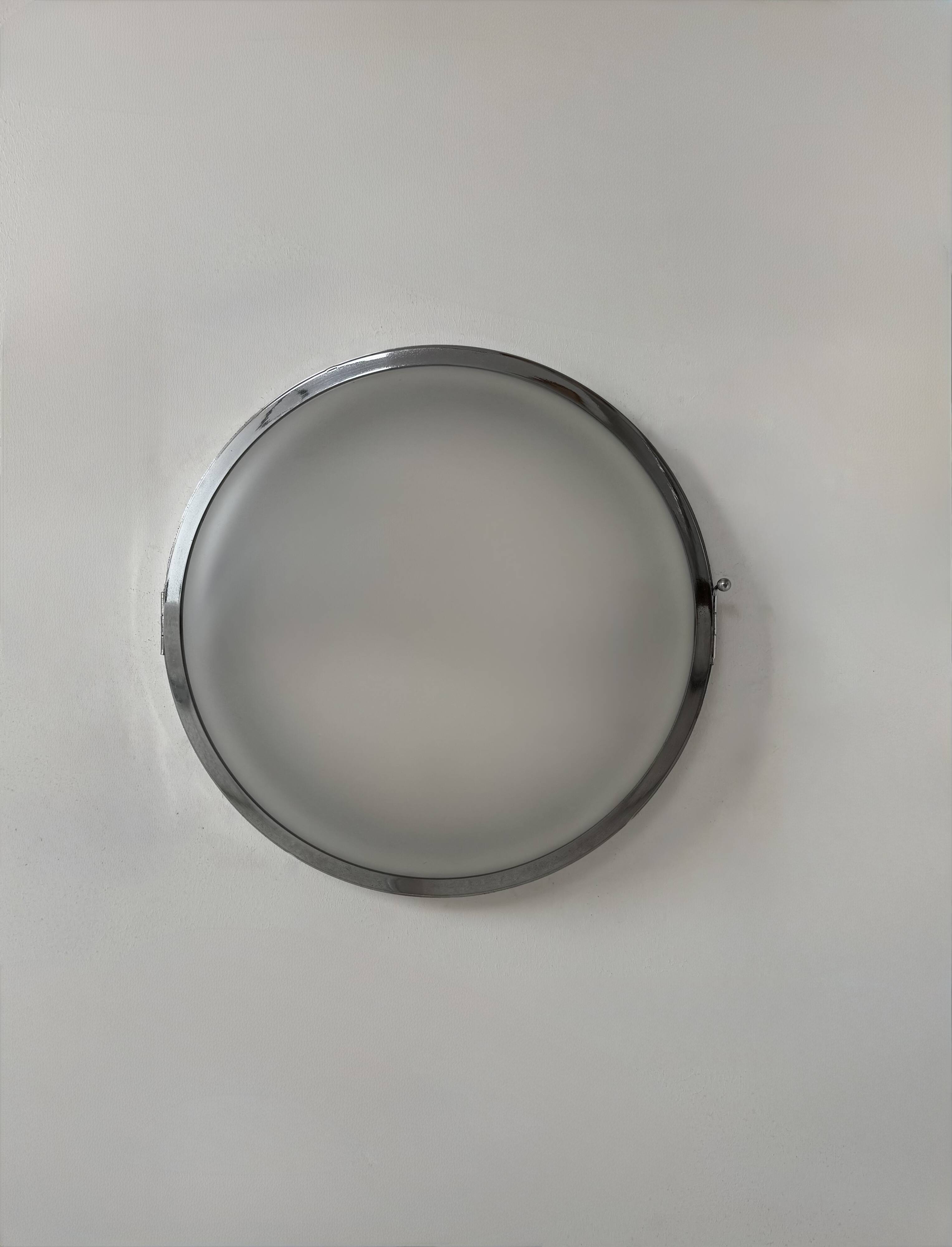 Applique vintage XL, métal chromé et verre sablé, France, 1930
