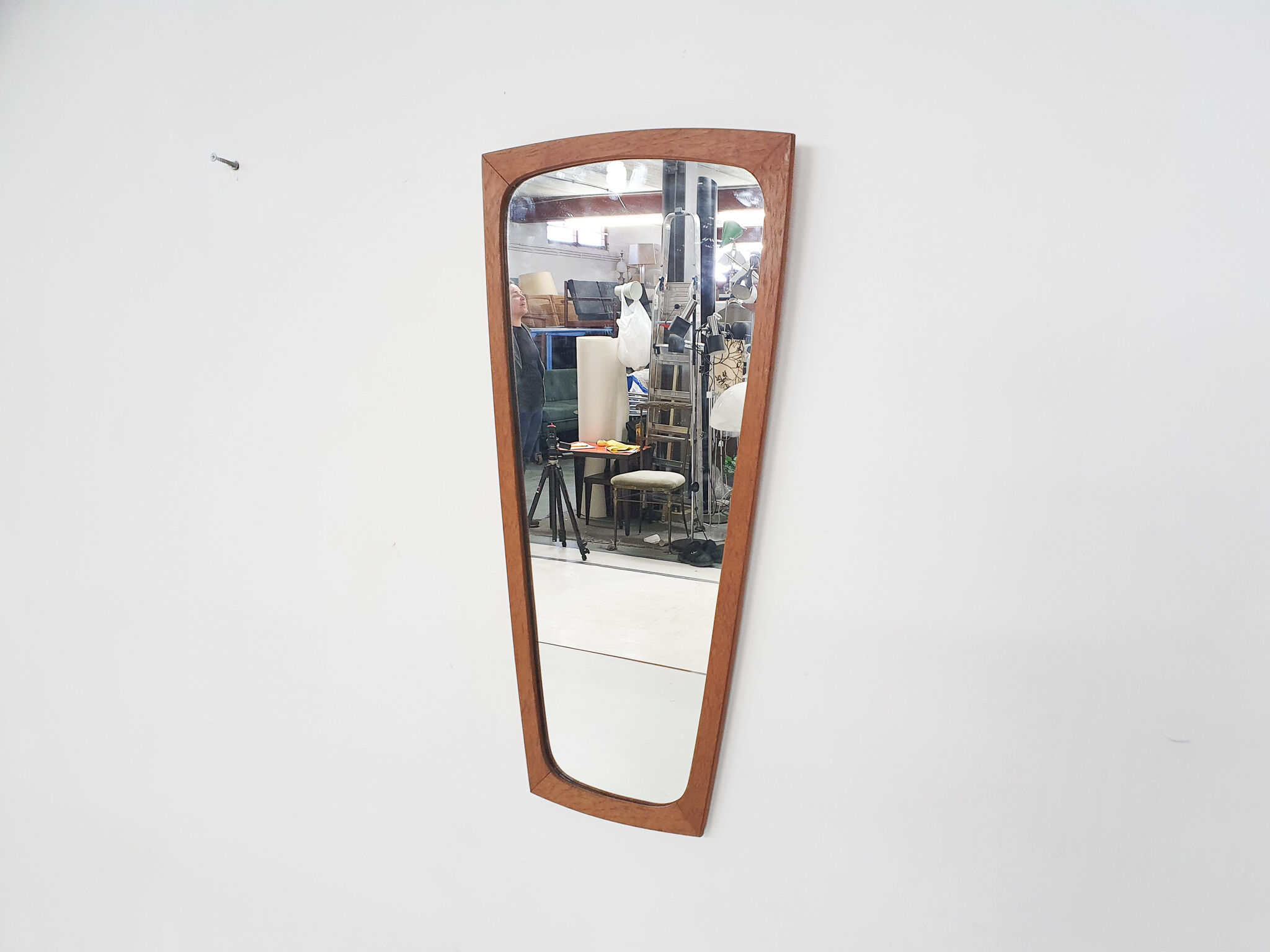 Scandinavian Modern teak mirror Denmark 1960’s 77x37cm