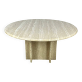 Round travertine coffee table