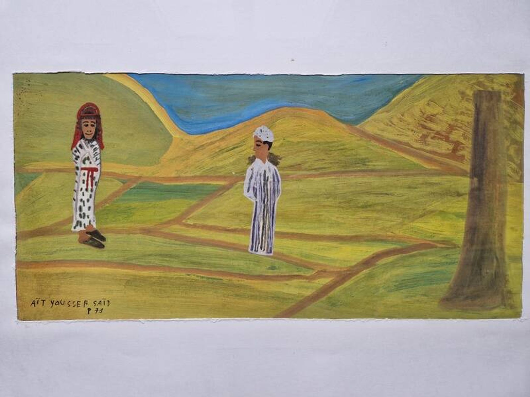 Saïd Aït Youssef (1920-1986) - Gouache on paper - Figures in the countryside