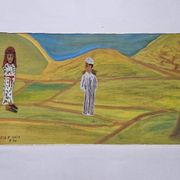 Saïd Aït Youssef (1920-1986) - Gouache on paper - Figures in the countryside