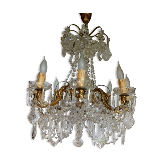 Glass and brass chandelier