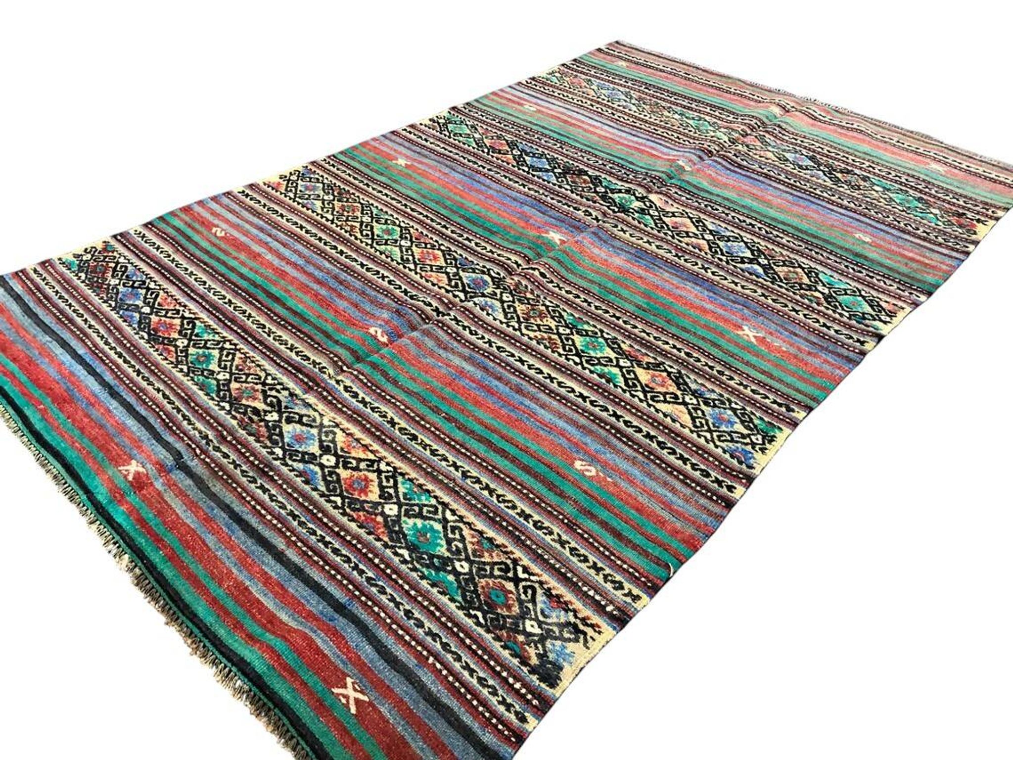 Neutral Turkish Stripe Kilim Rug