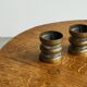 Brutalist pair of patinated bronze candle holders, 1960s
