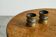 Brutalist pair of patinated bronze candle holders, 1960s