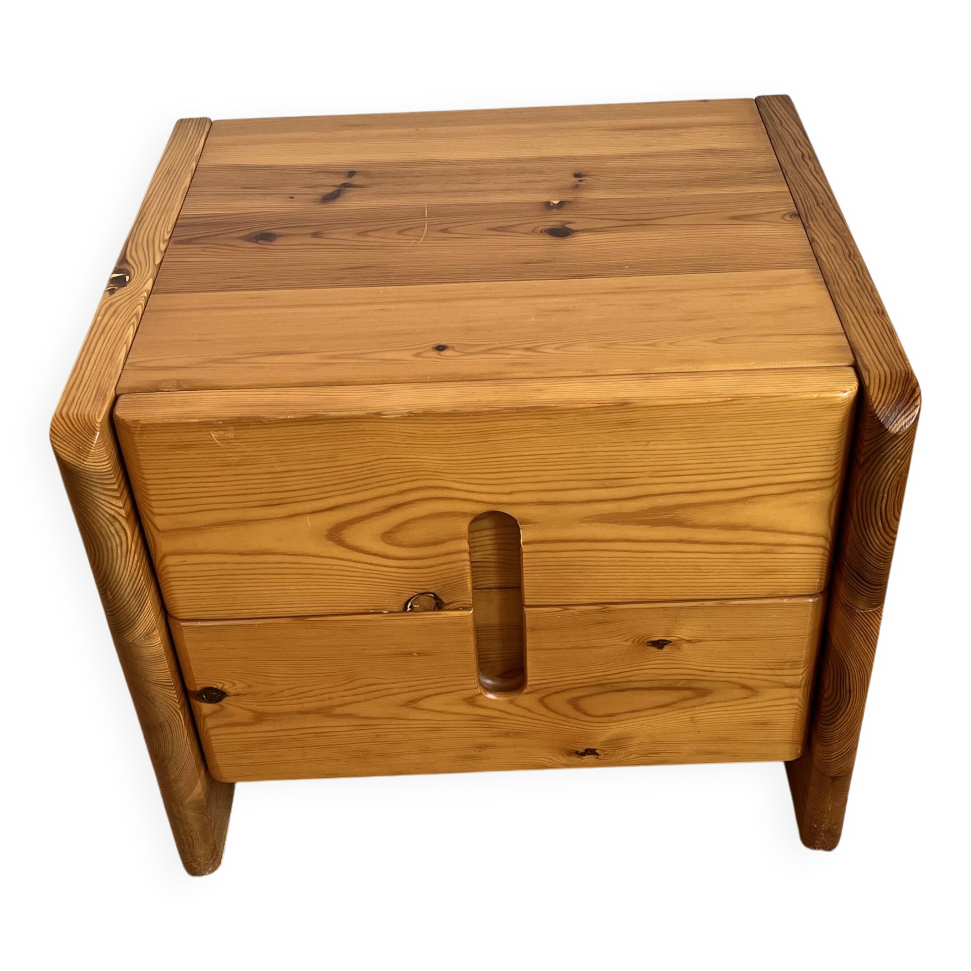 Solid pine bedside table Roche et Bobois from the 1980s.