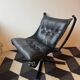 "Lounge chair 'Falcon' in black leather by Sigurd Ressel, Norway"