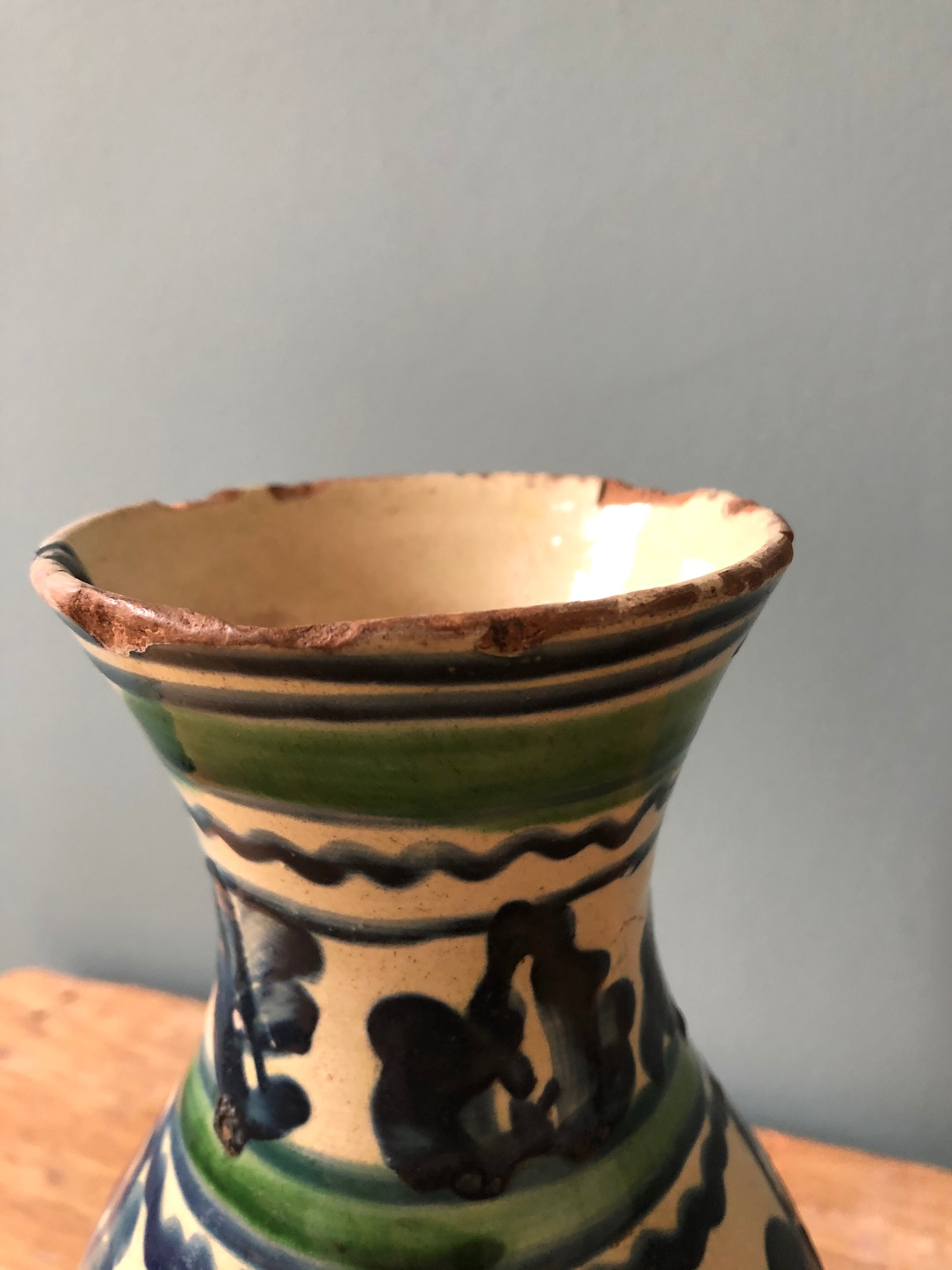 Enamelled terracotta water pitcher