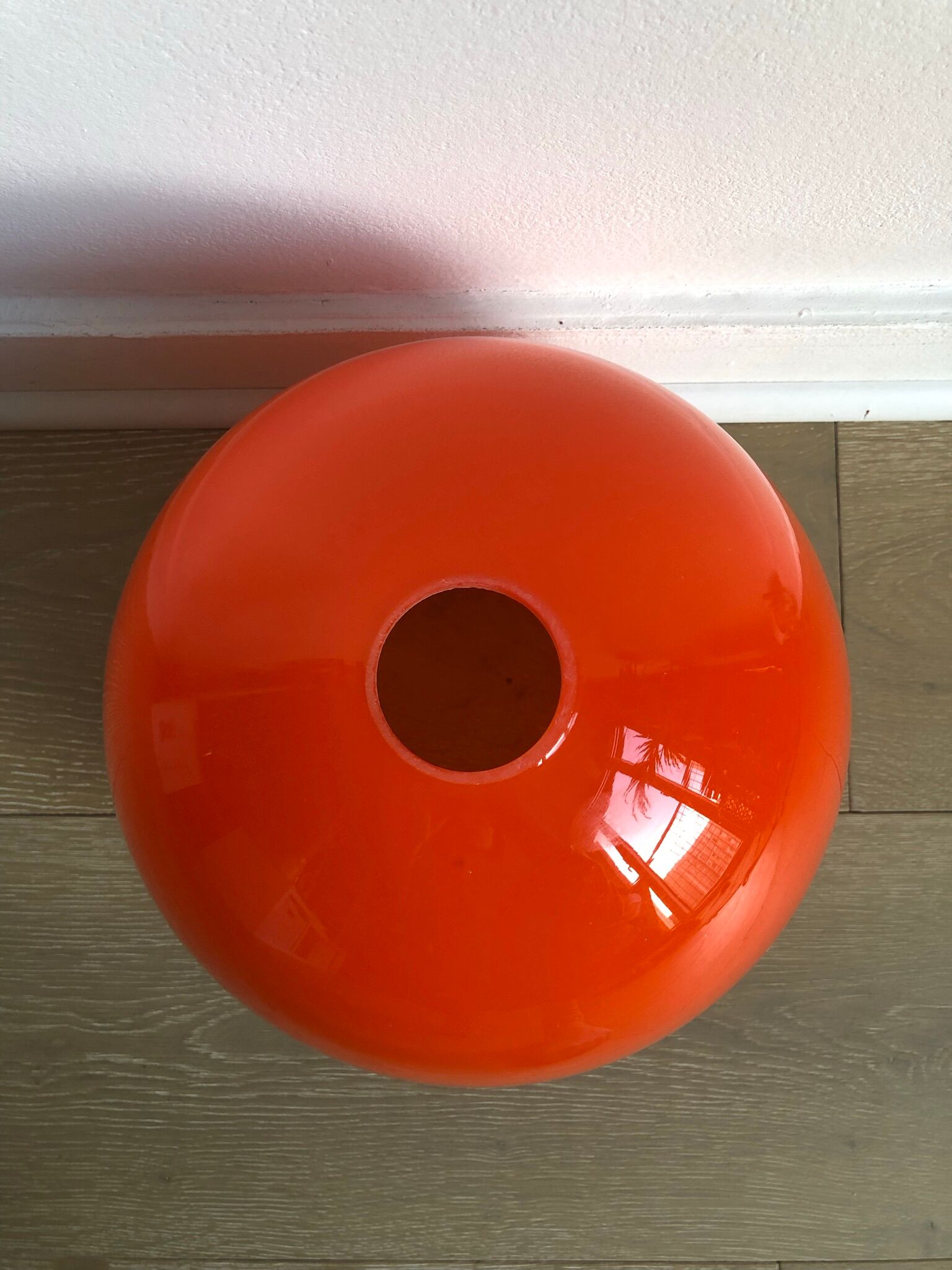 Seventies orange opal globe pendant lamp