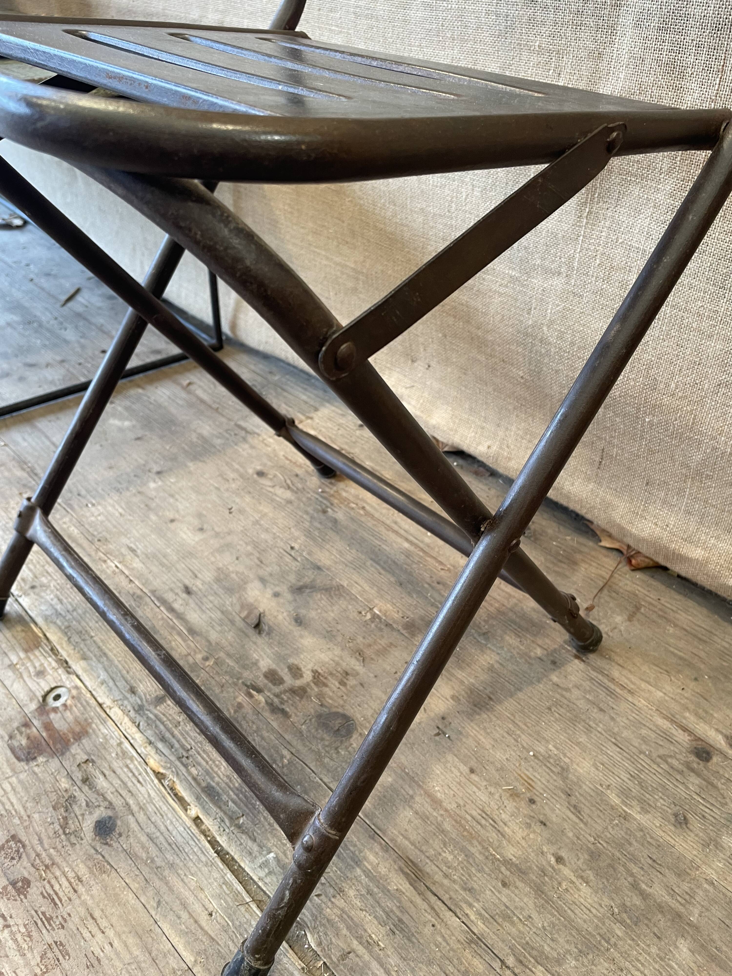 Folding industrial metal chair