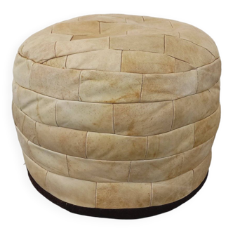 De Sede style pouf in beige leather from the 60s 70s