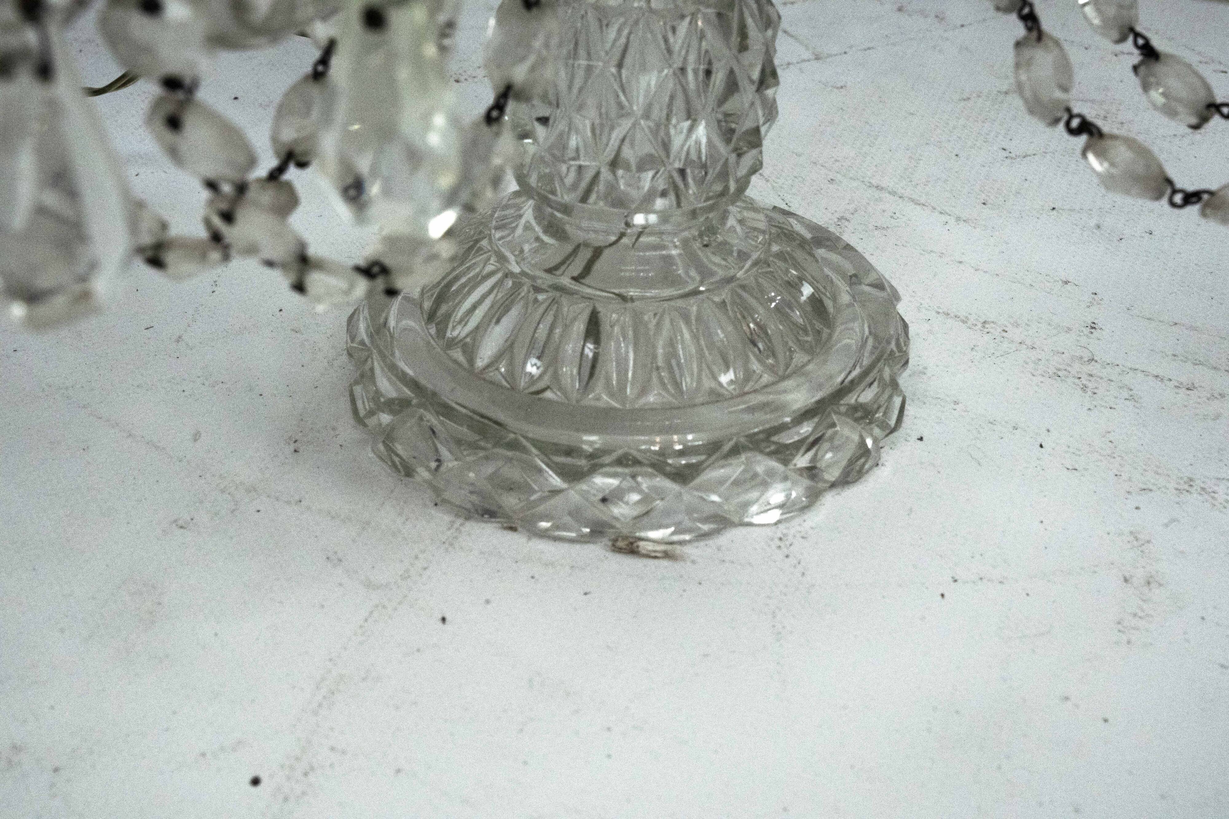 Lampes de table en cristal Maria Theresa avec candélabres. Ensemble de deux. Italie, années 1940.