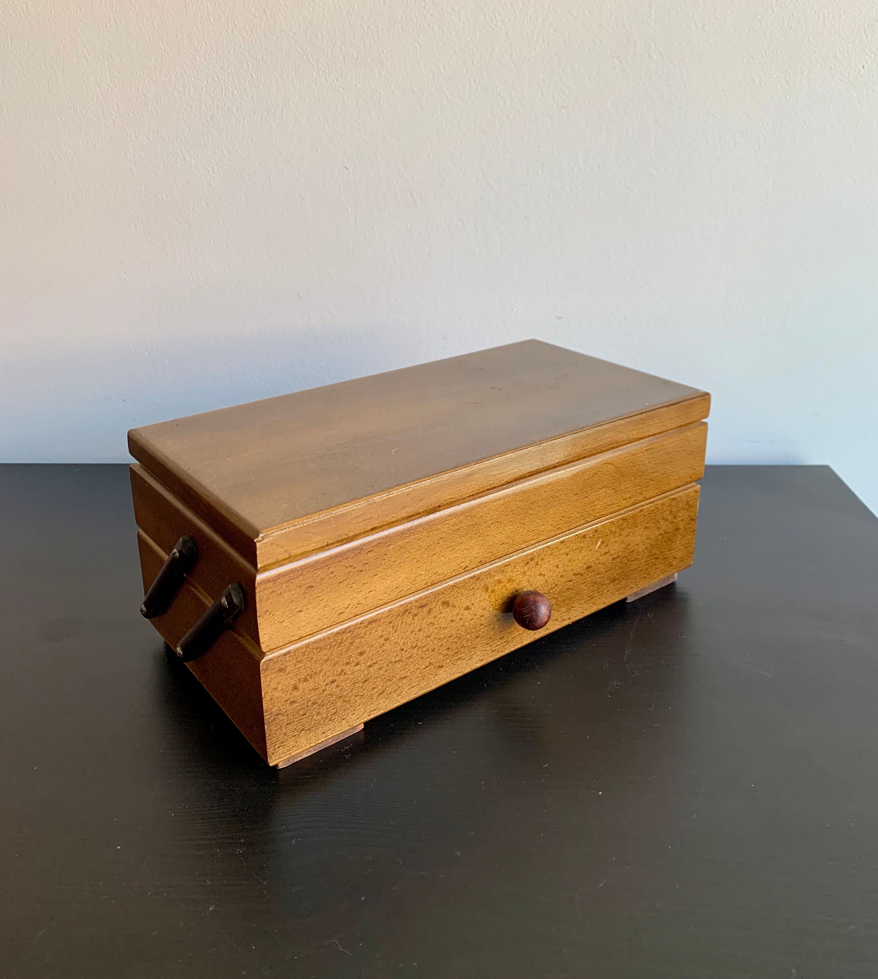 Wooden sewing basket, 1960s