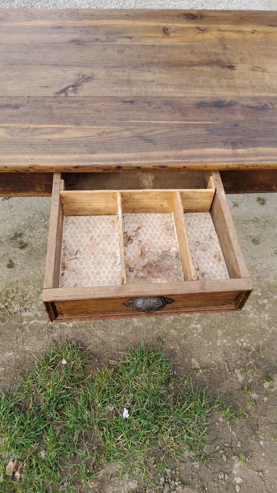 Farmhouse table NINETEENTH CENTURY OAK 200cm feet spindles 3 drawers belt