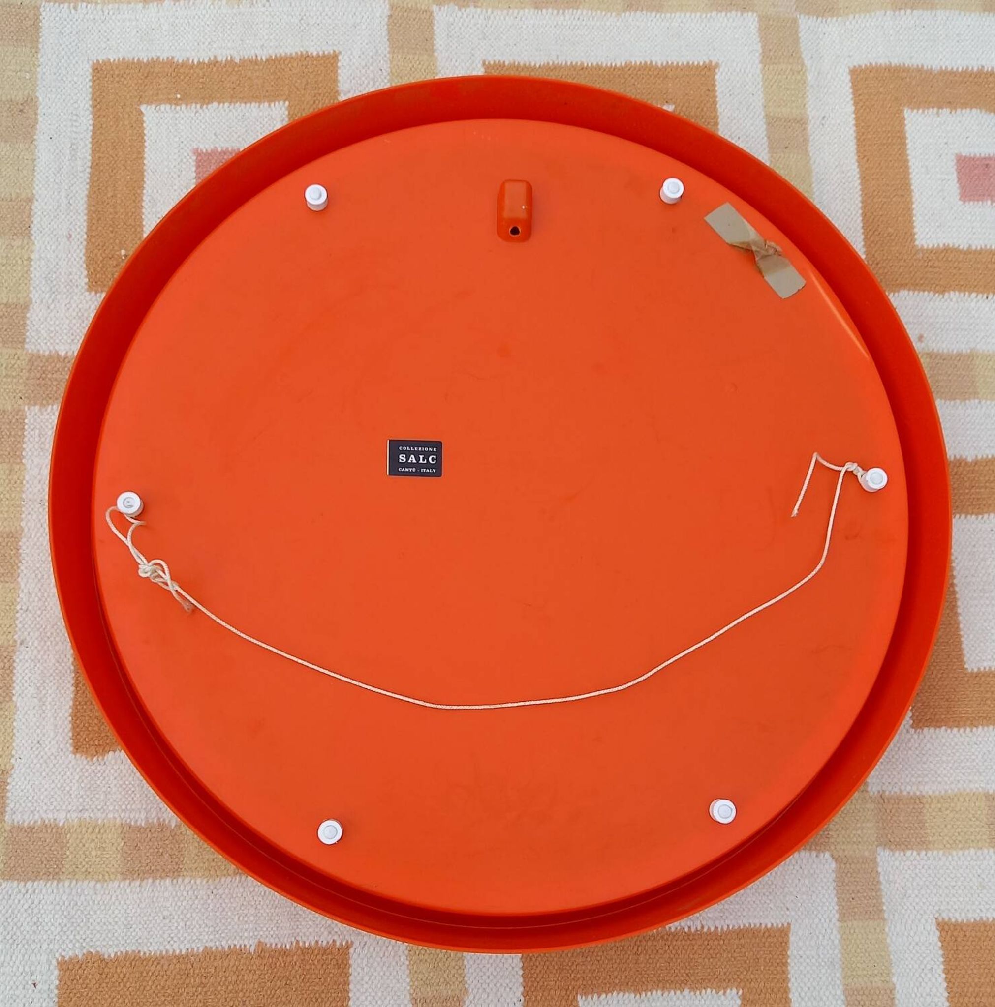 Miroir vintage 1970 plastique orange Salc