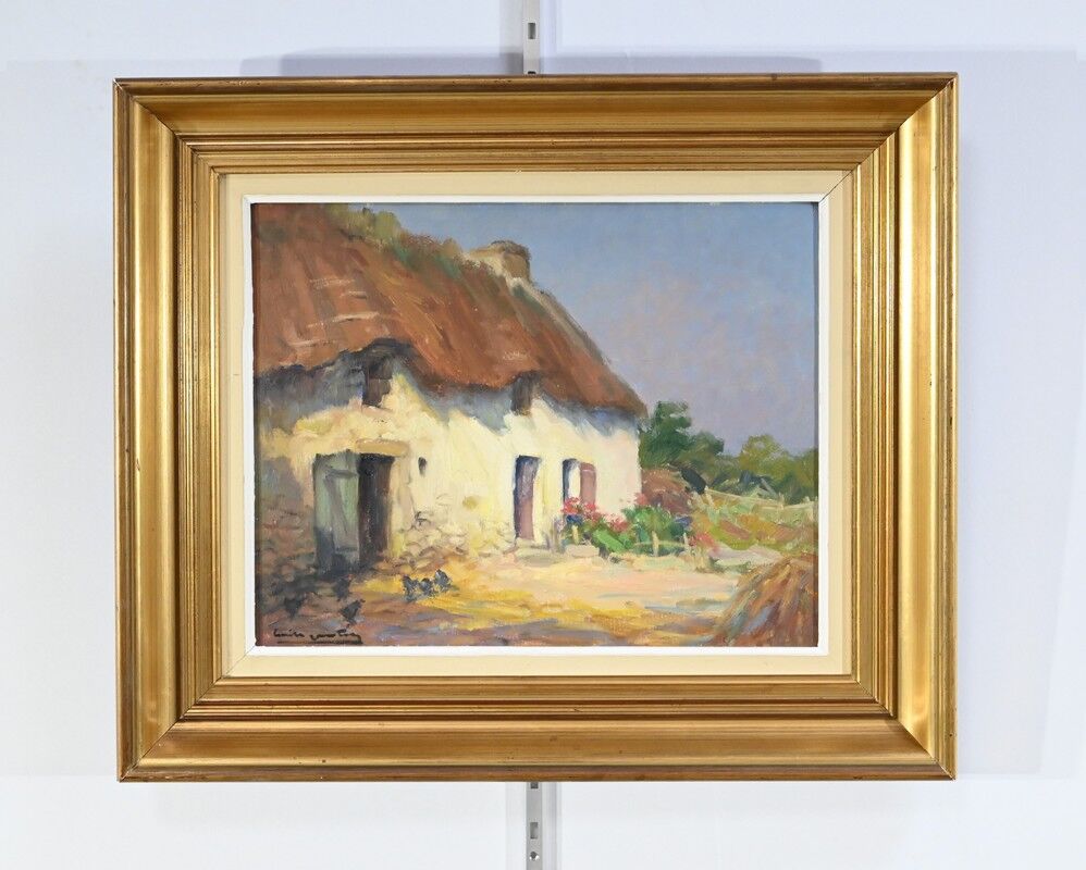 Oil on Wood "Maison en Brière", signed E.gautier – 1955