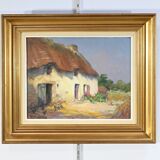Oil on Wood "Maison en Brière", signed E.gautier – 1955