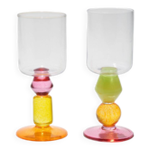 Pair of Miami Wine Glasses with Pink & Marigold