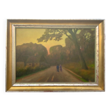 Vintage danish oil on canvas “sunset”, signed by a.takmar 1880-1960