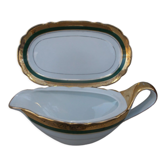 Saucière with Limoges porcelain top beautiful gilding
