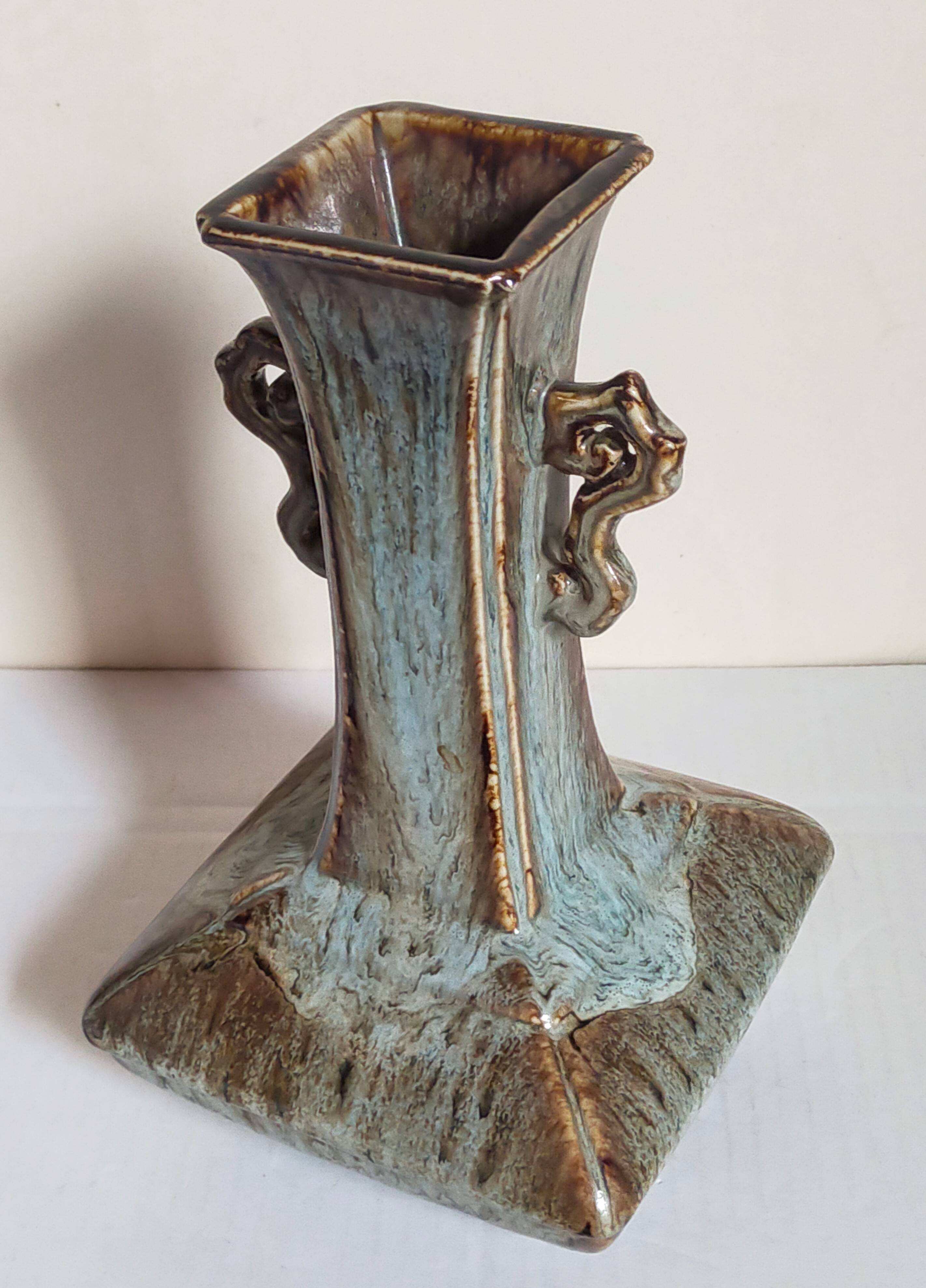 Chinese bottle soliflore vase with flambé enamel