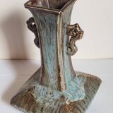 Vase soliflore bouteille chinoise à l'émail flambé