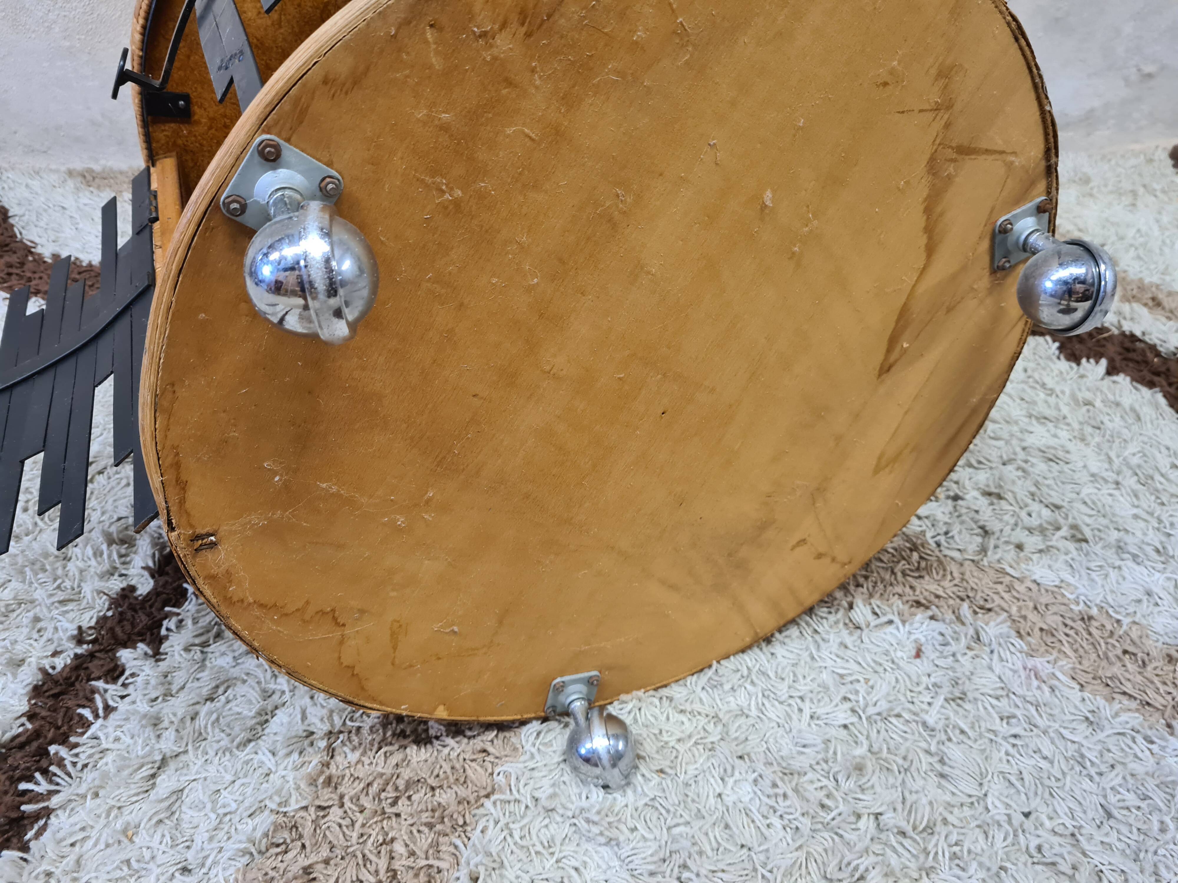 Vintage Rattan Brutalist Bar Cart