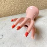 Vase baguier hand ceramic vintage pink 70s