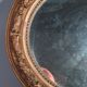 Old oval mirror beveled wooden frame & gilded stucco 50x40 cm 1900