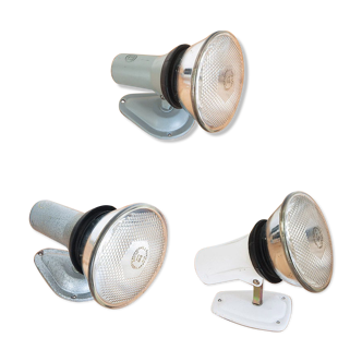 Set of three industrial wall lamps. Spain, 1960s
