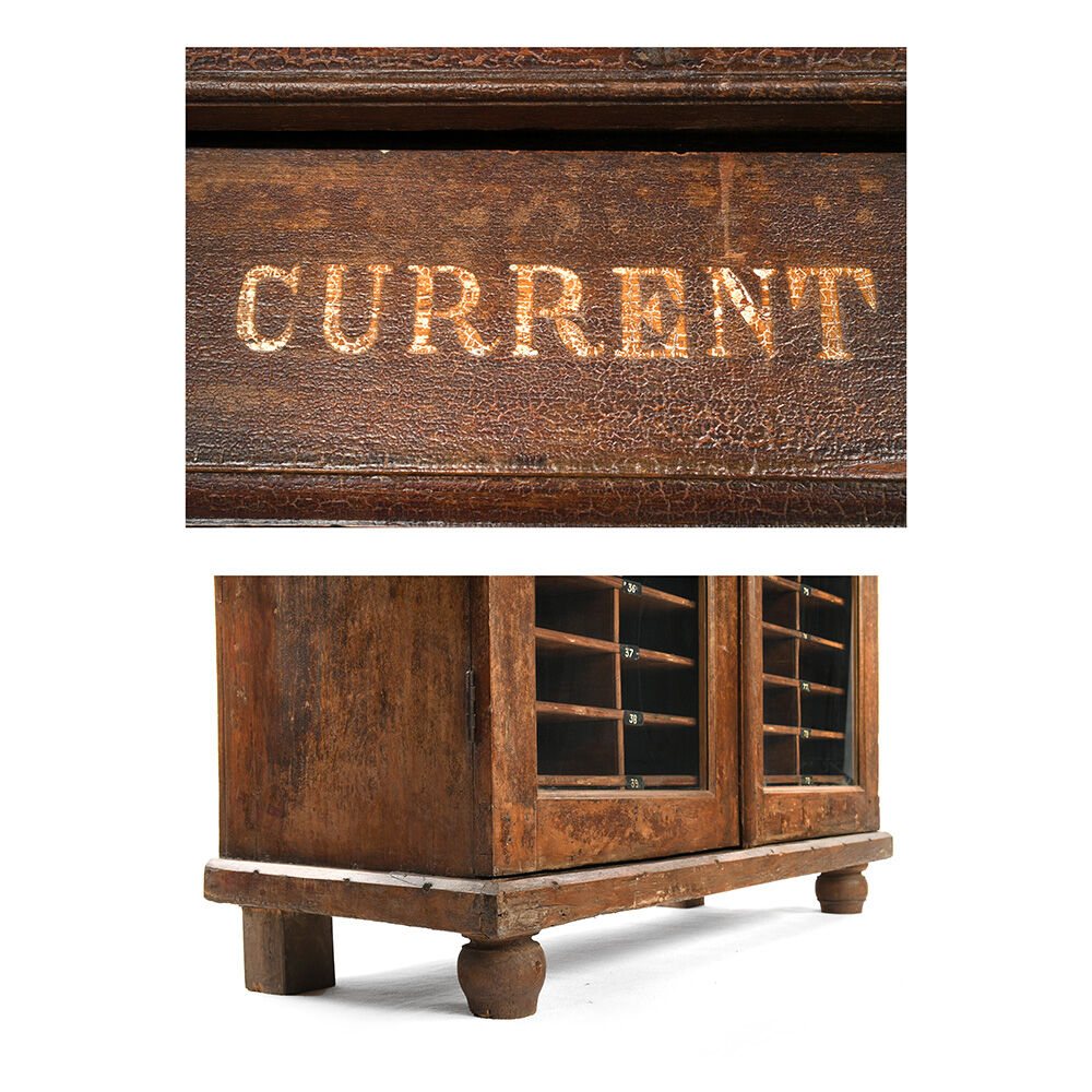 Wooden postal sorting furniture with 80 lockers