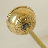 Mid century modernist pendant light in brass and textured glass ball