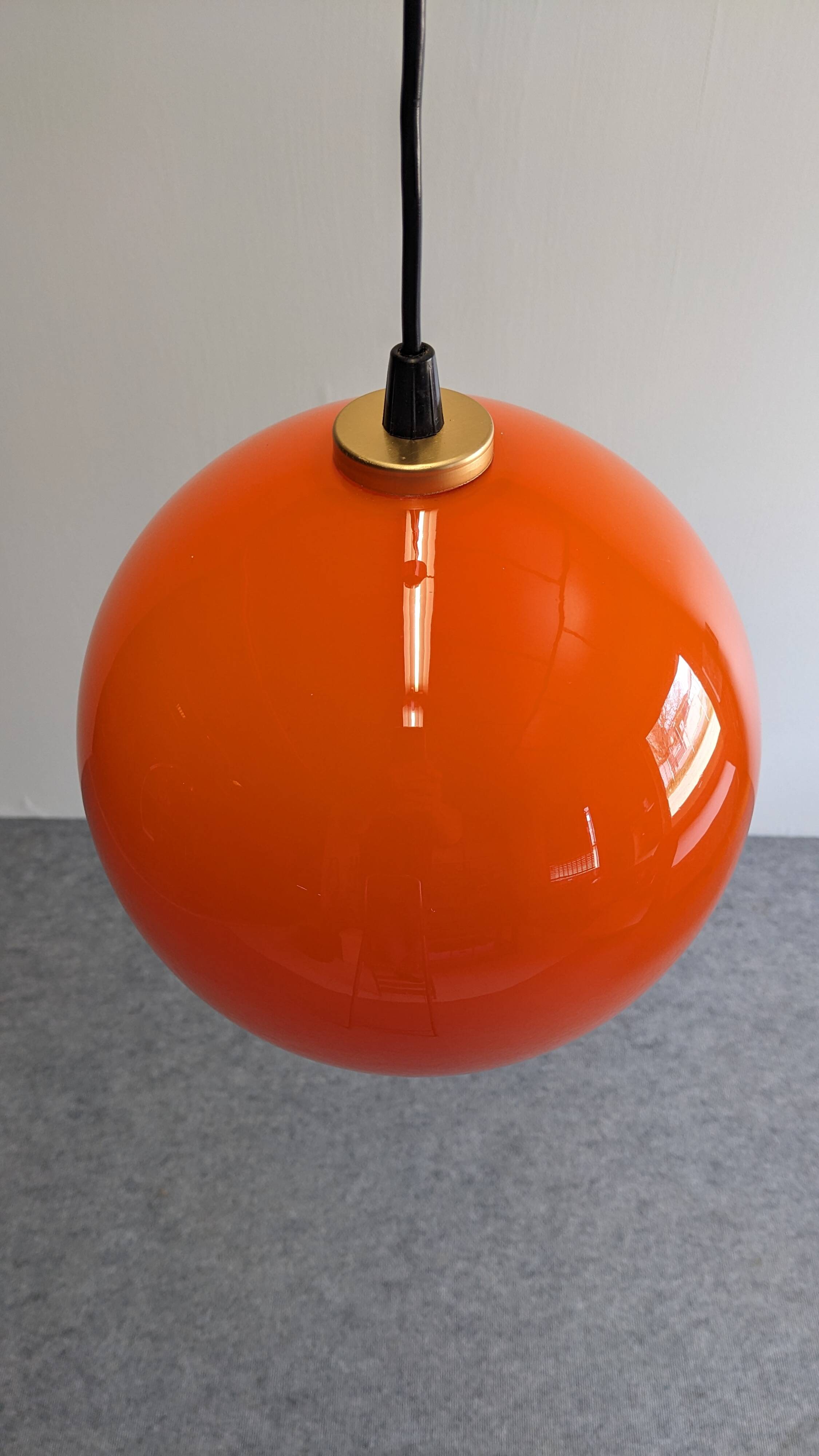 Orange opaline ball pendant from the 60s/70s