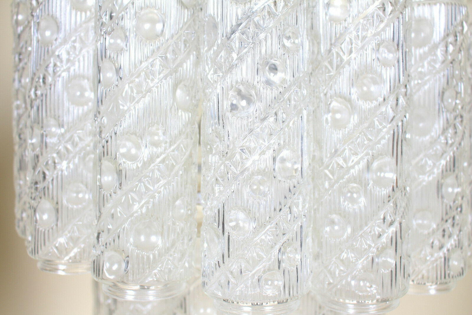 Metal chandelier and molded glass from the middle of the twentieth century