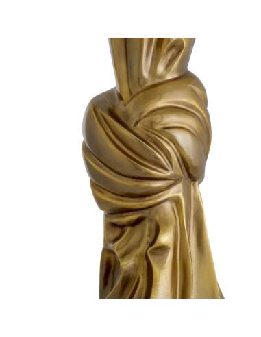 Pair of table lamps in patinated brass color, linen lampshade.