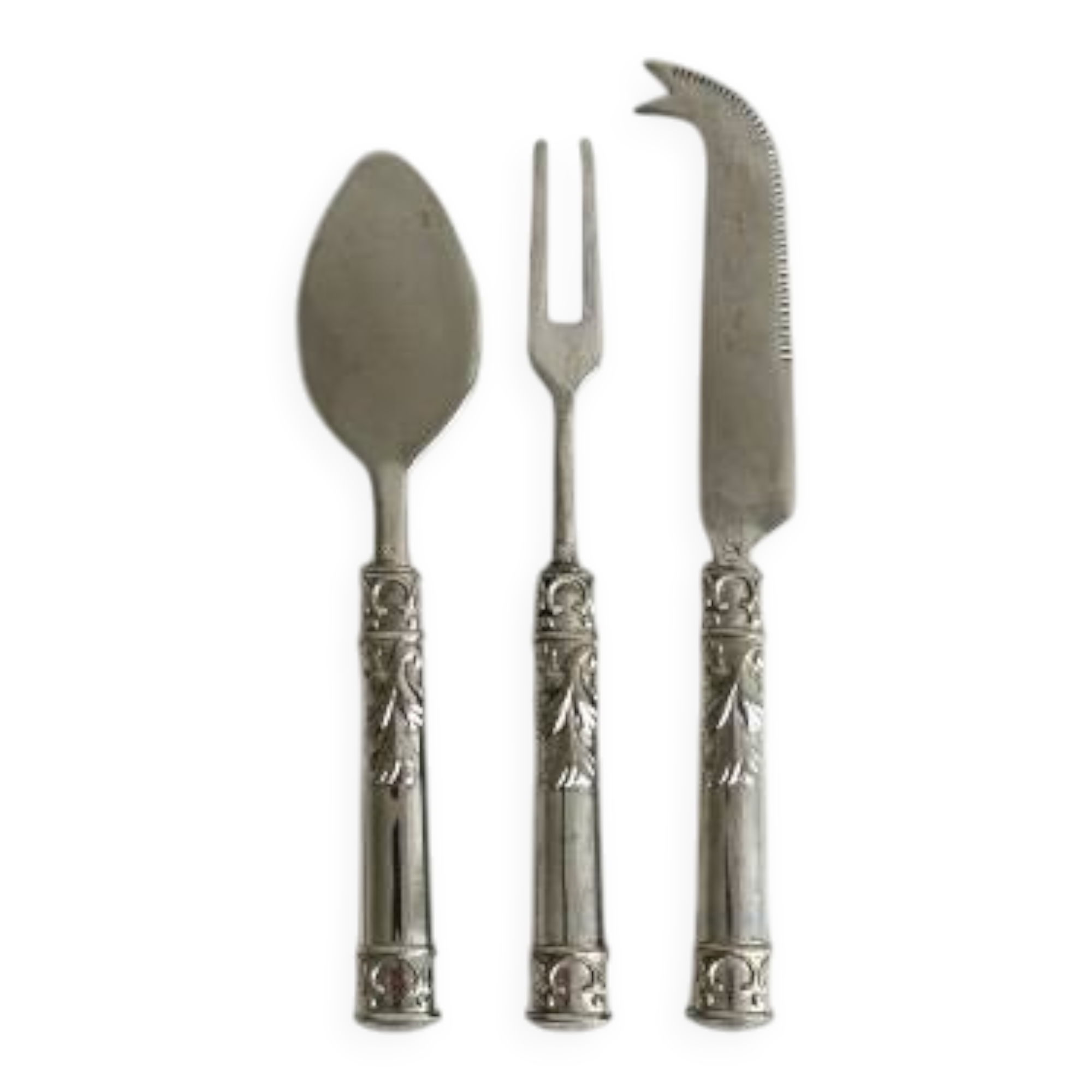 Antique shiny metal cheese cutlery