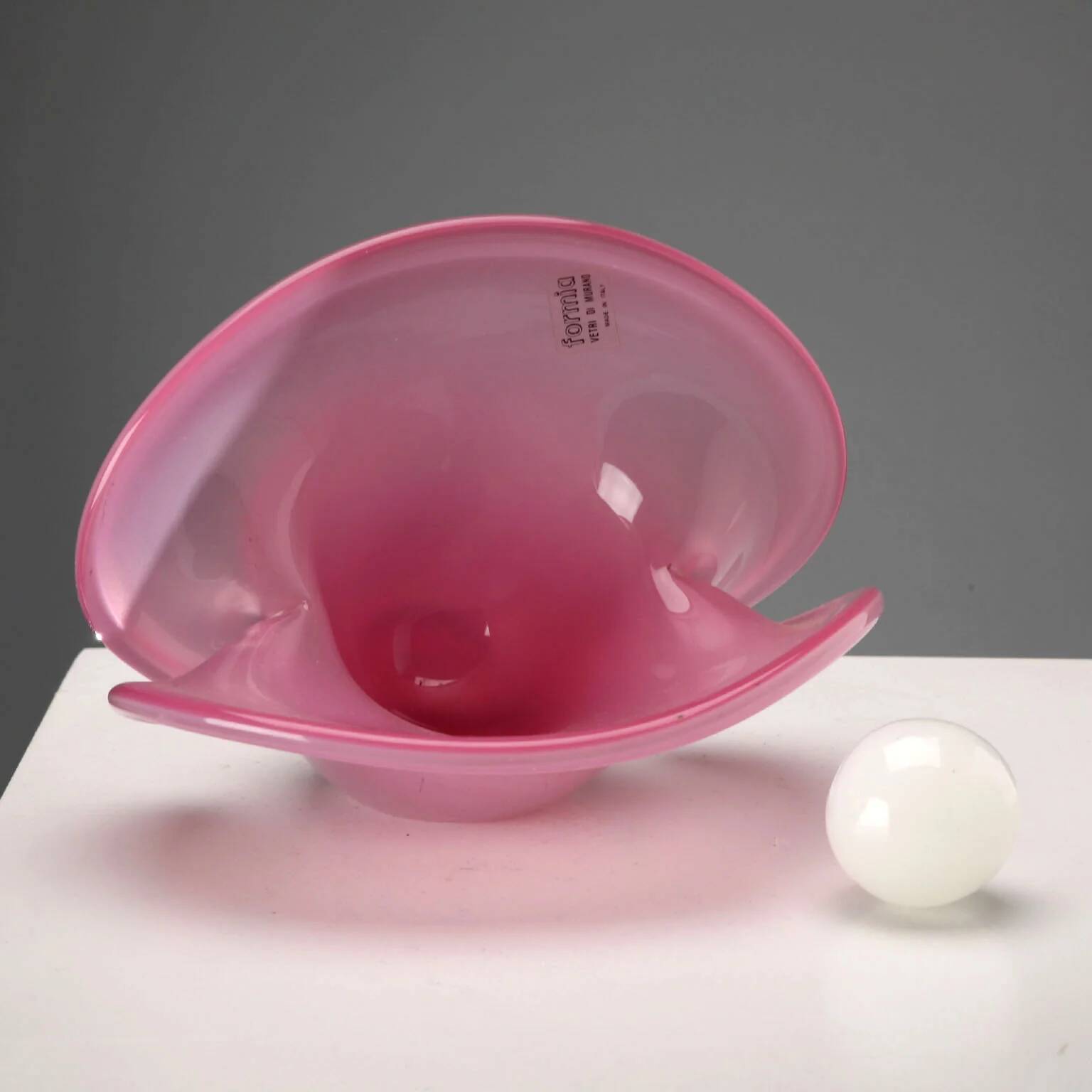 Vintage Murano glass shell from Formia, Italy, 1970s.